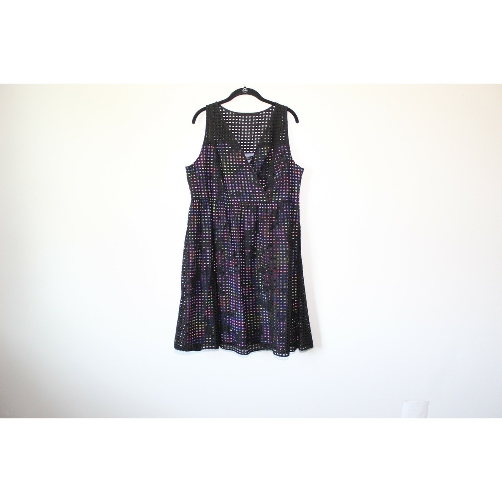 NWT Lane Bryant Perforated Eyelet Dress Black Multicolor Plus Size 18 H12952 - Picture 7 of 11